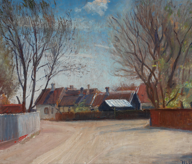 En scene fra Br��ndumsvej i Skagen. -Michael Peter Ancher