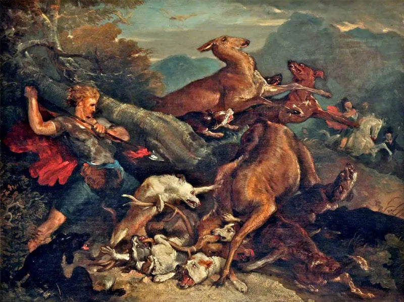 En jagtscene - Edwin Henry Landseer