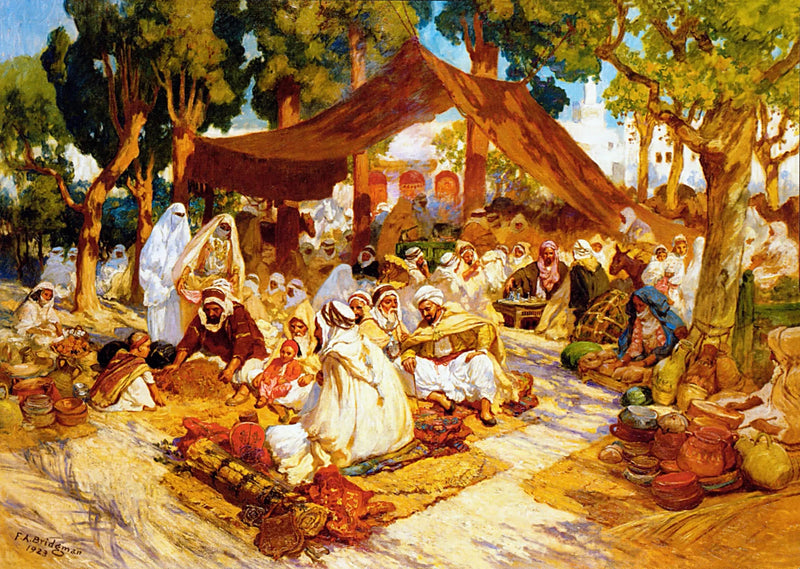 En aften med samling i en algerisk lejr - Frederick Arthur Bridgman