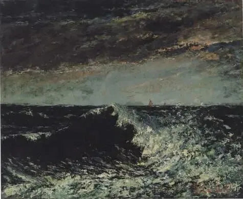 En bølge, der bryder under tordenskyerne - Gustave Courbet