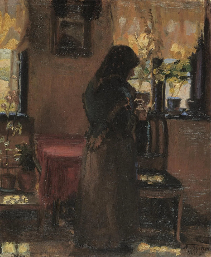 En gammel dame på sit værelse. - Anna Ancher