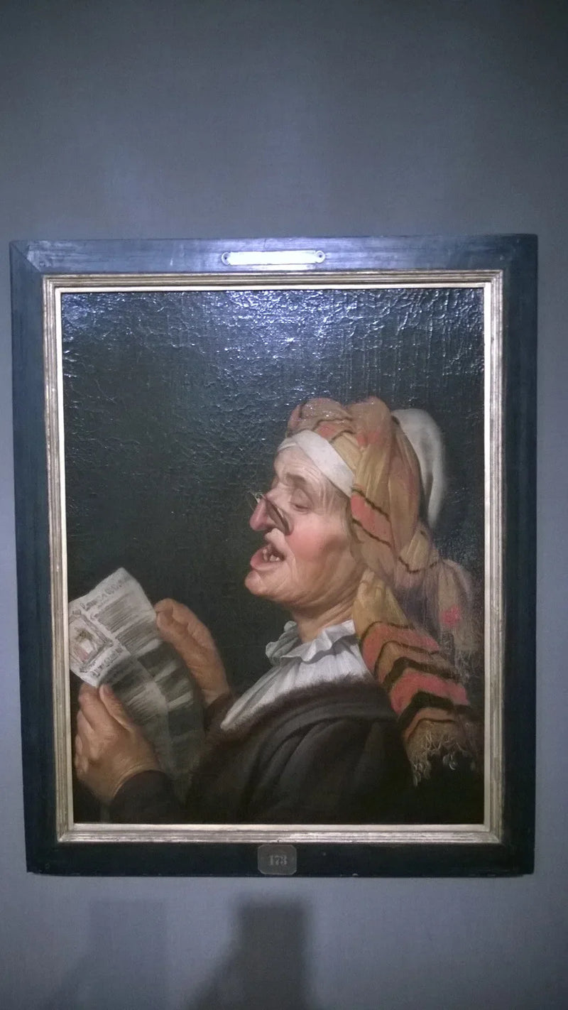 En gammel kvinde syngende - Gerrit van Honthorst