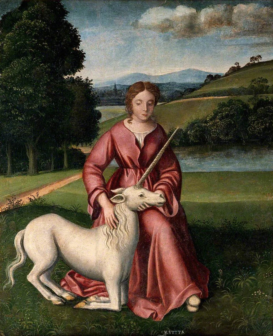 Une vierge et une licorne, symbolisant la chasteté - Dosso Dossi