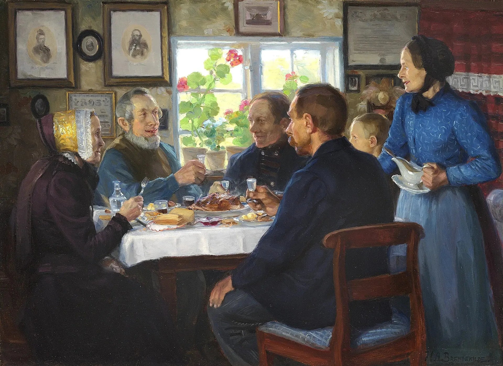 Une visite chez le tisserand Hans Nielsen à Abbednæs. - H. A. Brendekilde image 1 tableau peint à l’huile sur toile