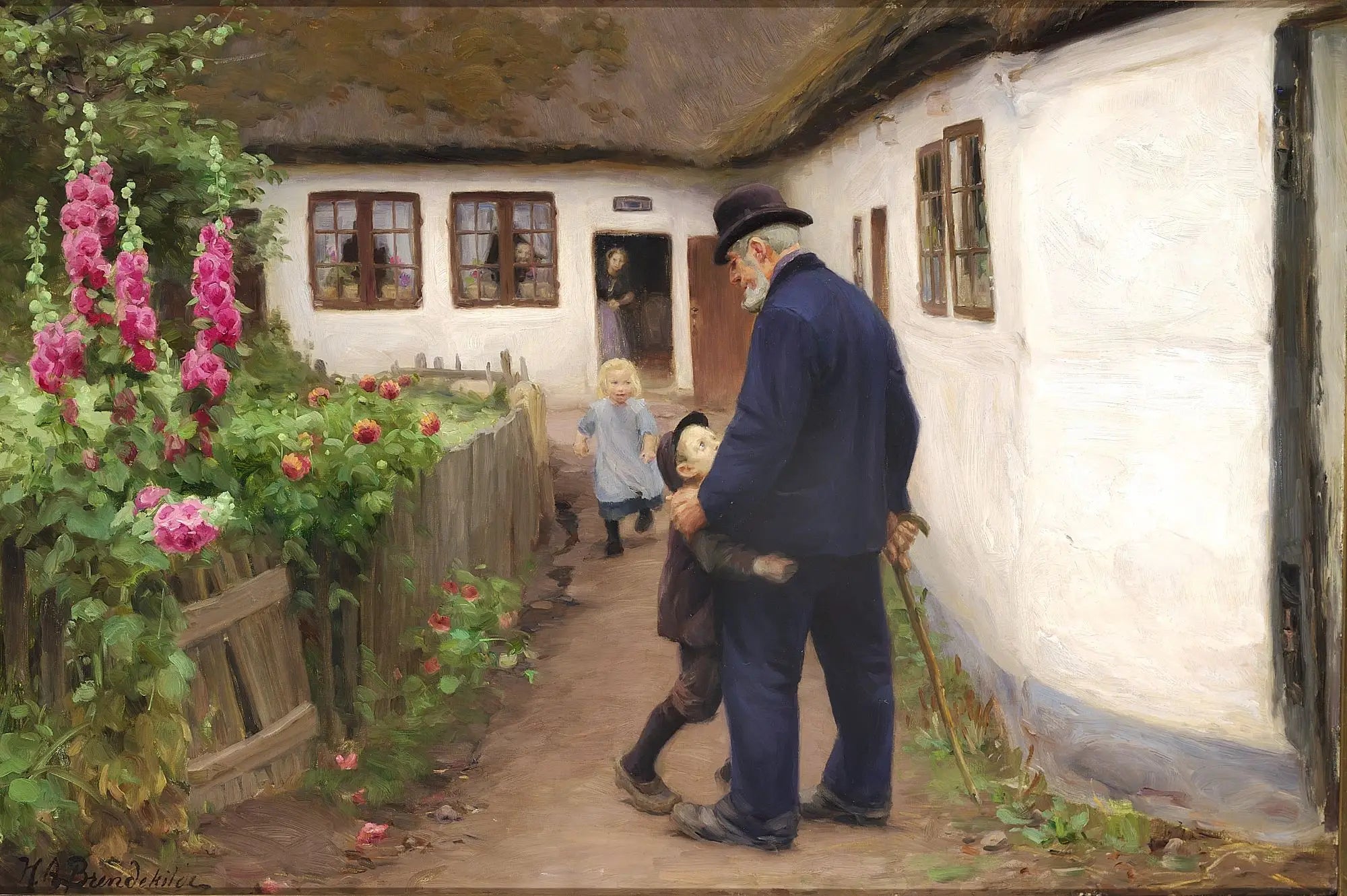 Une visite du grand-père. - H. A. Brendekilde - Alpha Reproduction