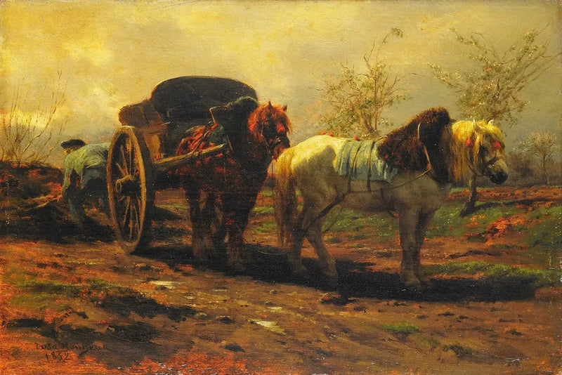 En bil med to heste - Rosa Bonheur