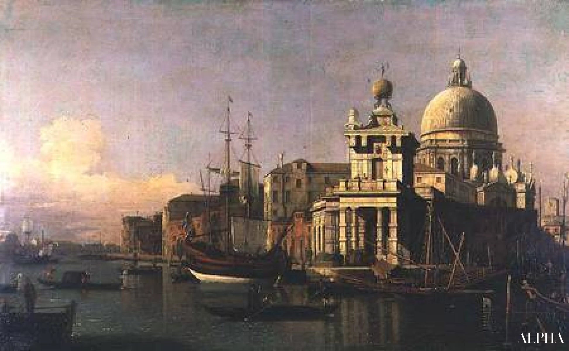 "Udsigt over Dogana og Santa Maria della Salute - Giovanni Antonio Canal - Reproduktioner af malerier og højkvalitets malerier"