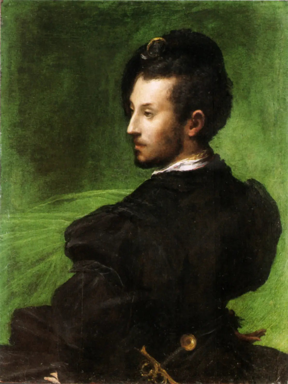 Uomo su sfondo verde - Parmigianino image 1 reproduction de peinture à l’huile