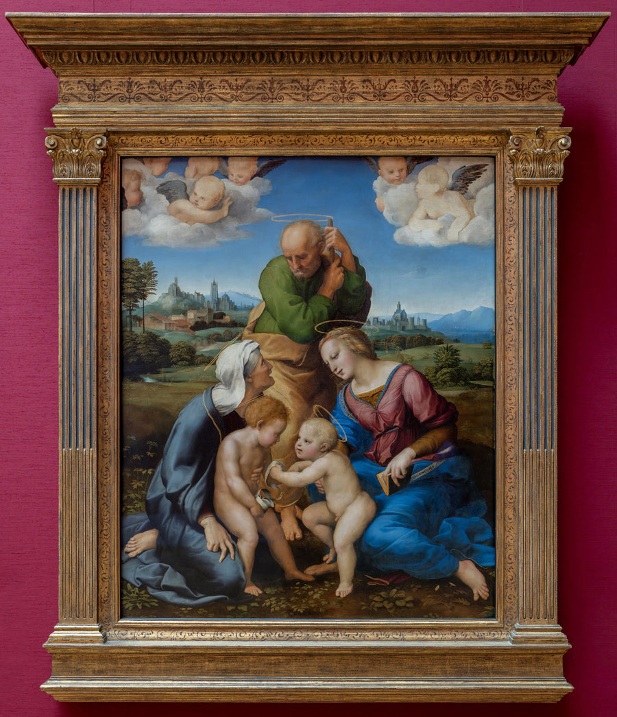 Den hellige familie med Sankt Johannes Døberen - Raphael Sanzio