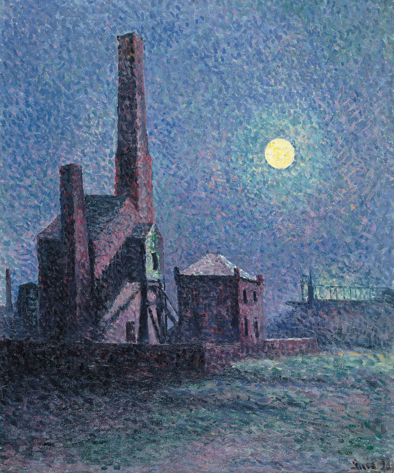 Fabrik under måneskin - Maximilien Luce