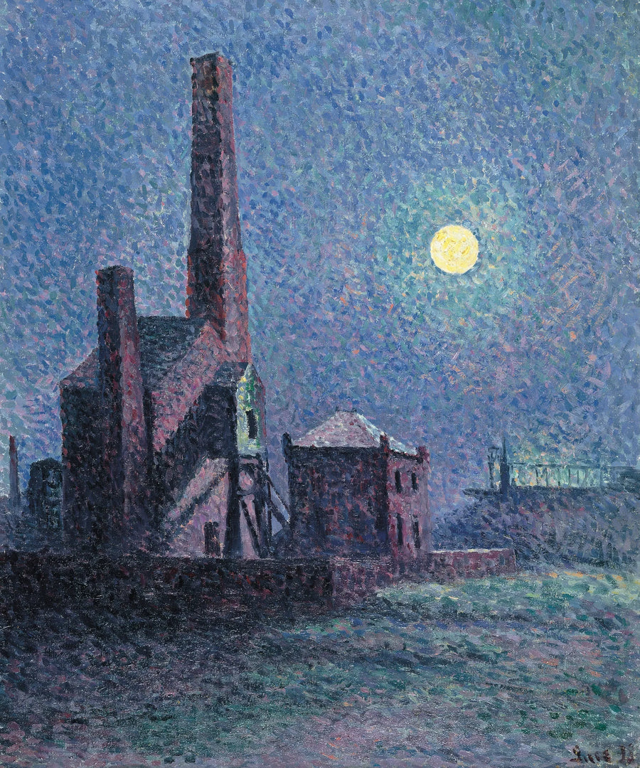Fabrik under måneskin - Maximilien Luce