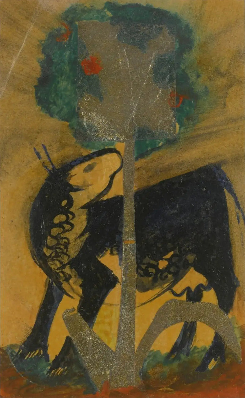 Sort ko bag et træ - Franz Marc