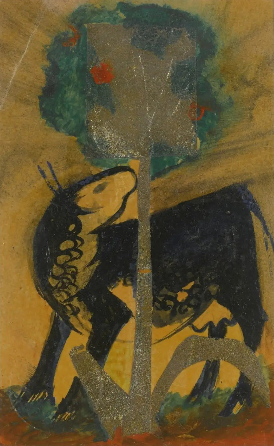 Sort ko bag et træ - Franz Marc