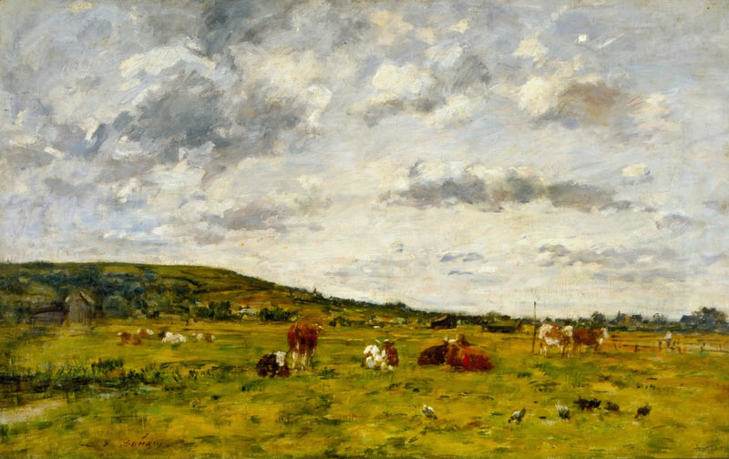 Køer på græs - Eugène Boudin