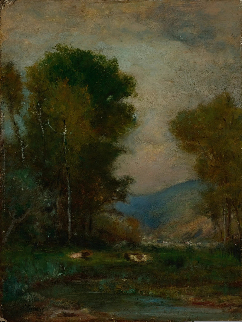 Køer nær en bæk - George Inness