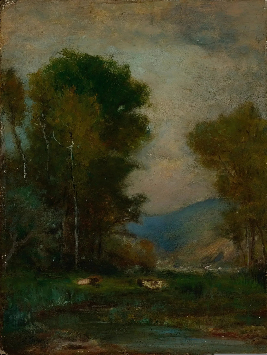 Køer nær en bæk - George Inness