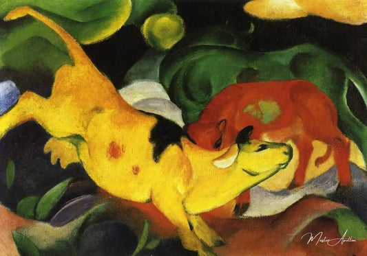 Vaches Rouge Vert Jaune - Franz Marc - Reproductions de tableaux et peintures haut de gamme