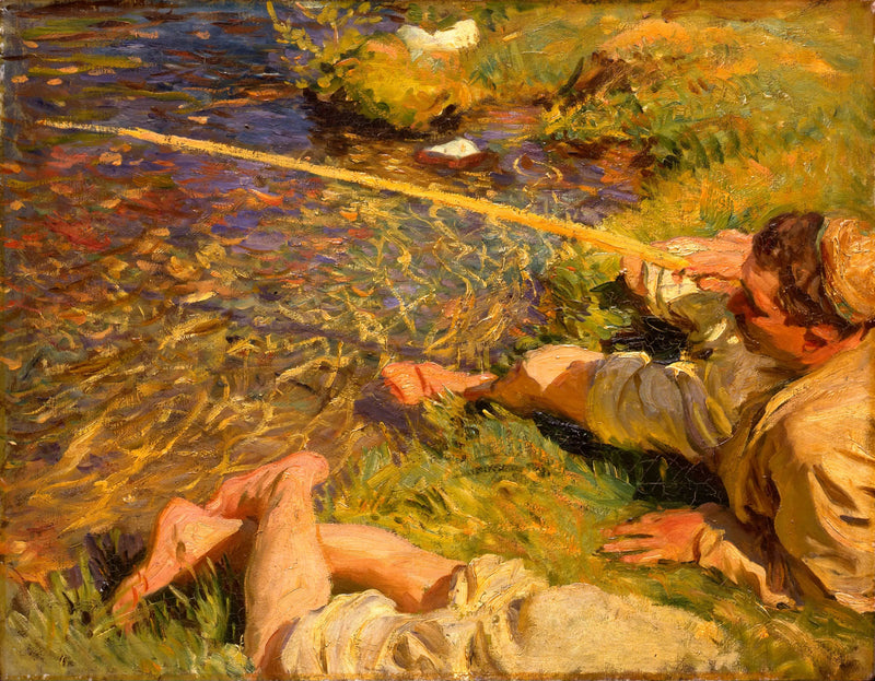 Val d'Aoste: En mand ved fiskeri - John Singer Sargent