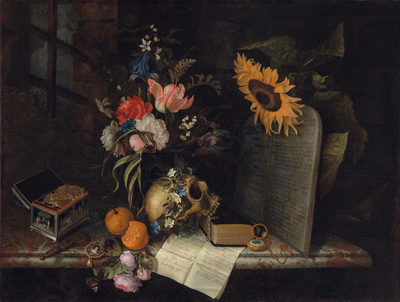 Vanité nature morte au tournesol - Maria van Oosterwijk