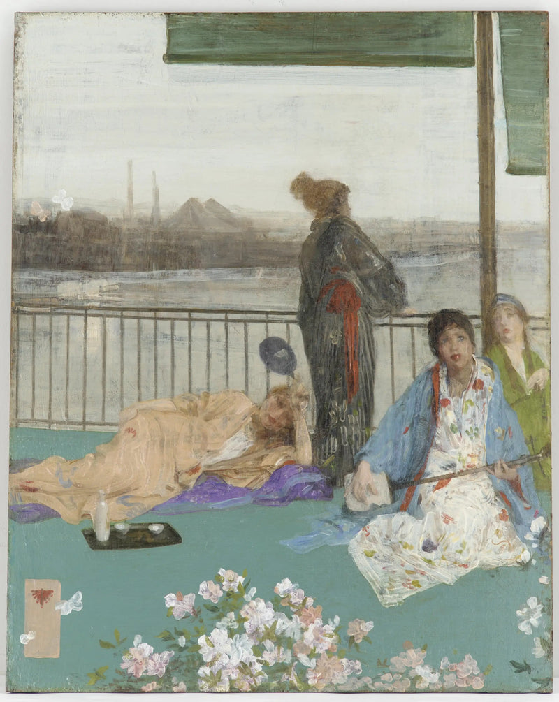 Farvevariationer af hudfarve og grøn — Balkonen - James Abbott McNeill Whistler