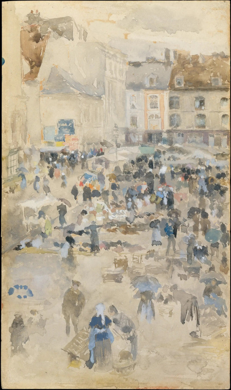 Variationer i violet og grå — Markedspladsen, Dieppe - James Abbott McNeill Whistler