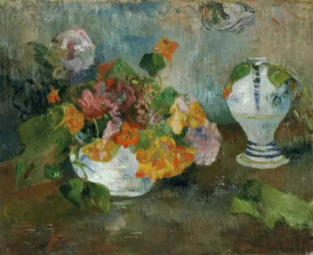 Vase med kapuciner og Quimper-keramik - Paul Gauguin