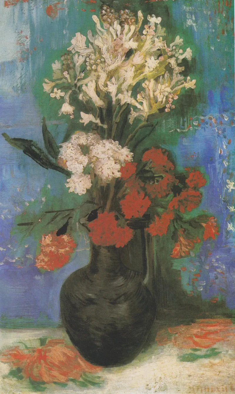 Vase med nelliker og andre blomster - Vincent van Gogh