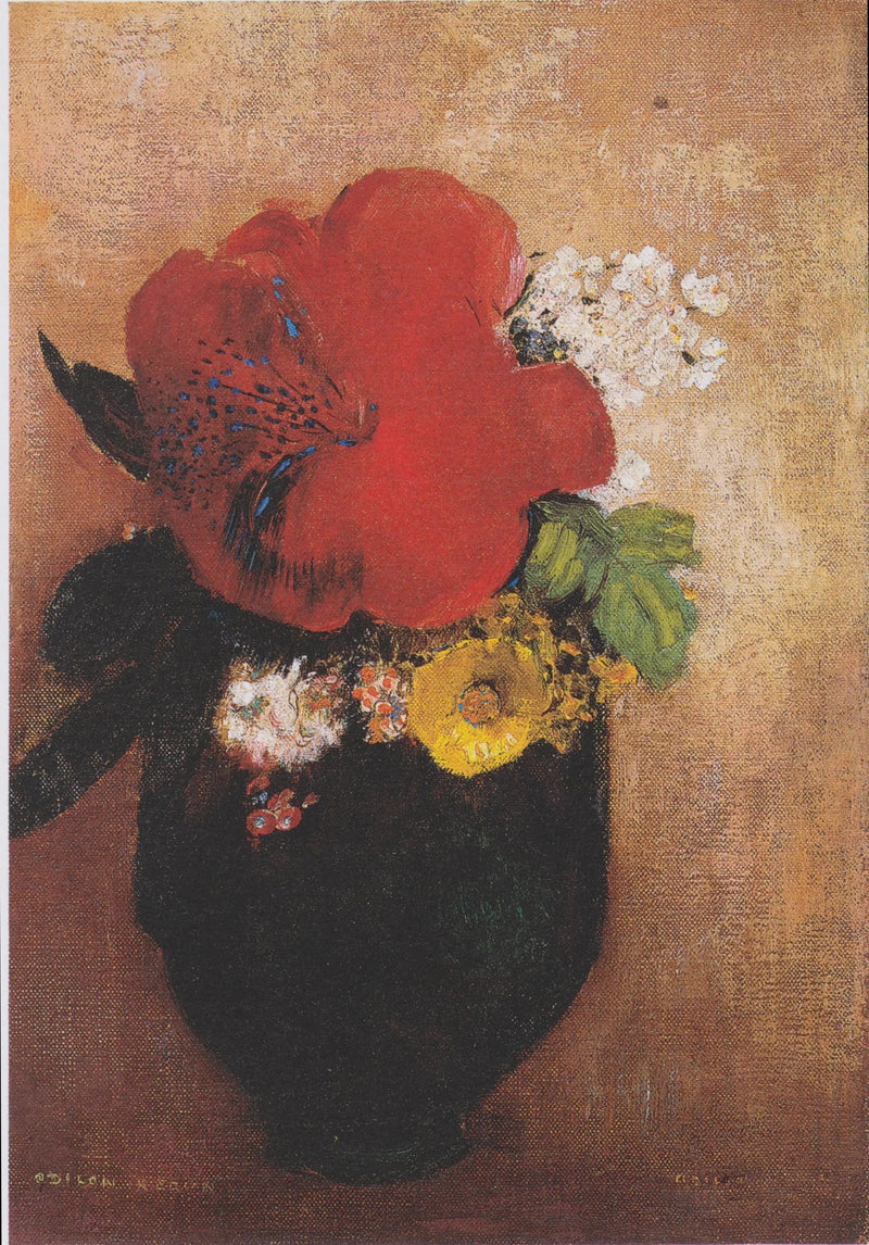 Blomster vase: den røde valmue - Odilon Redon