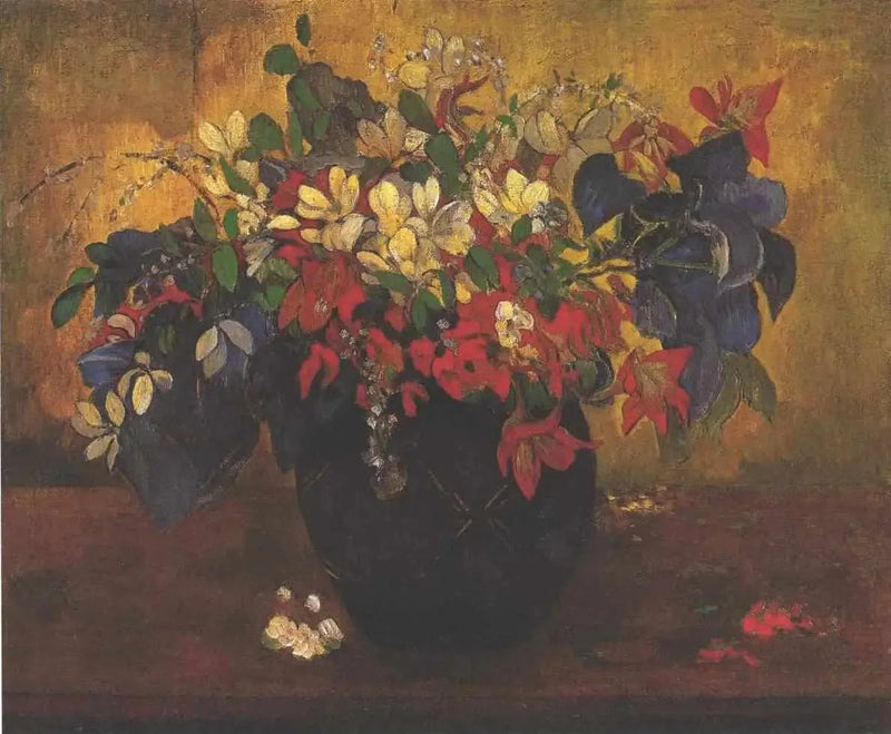 Rød blomster vase - Paul Gauguin