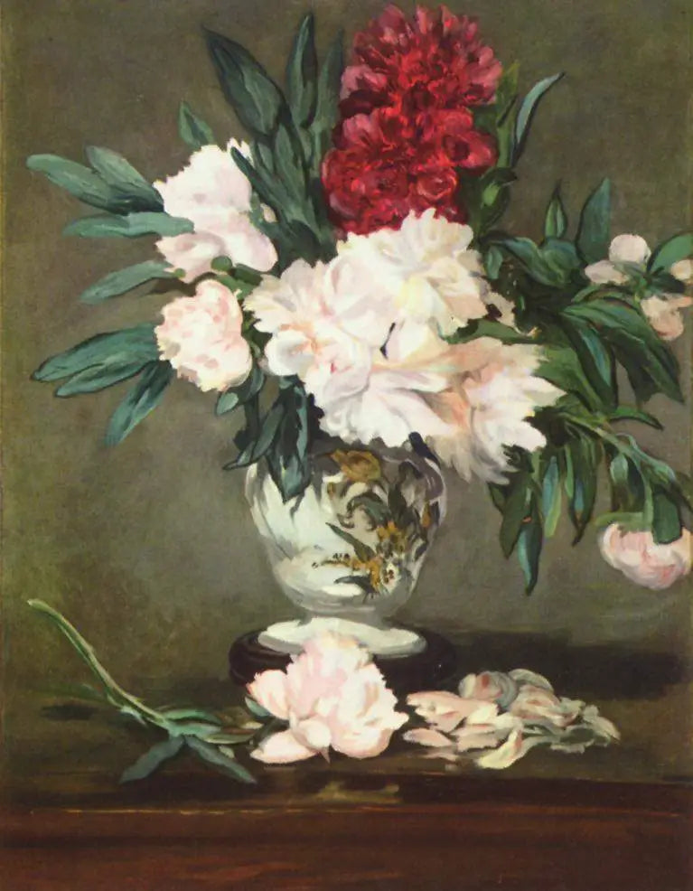 Vase med pæoner på fod - Édouard Manet