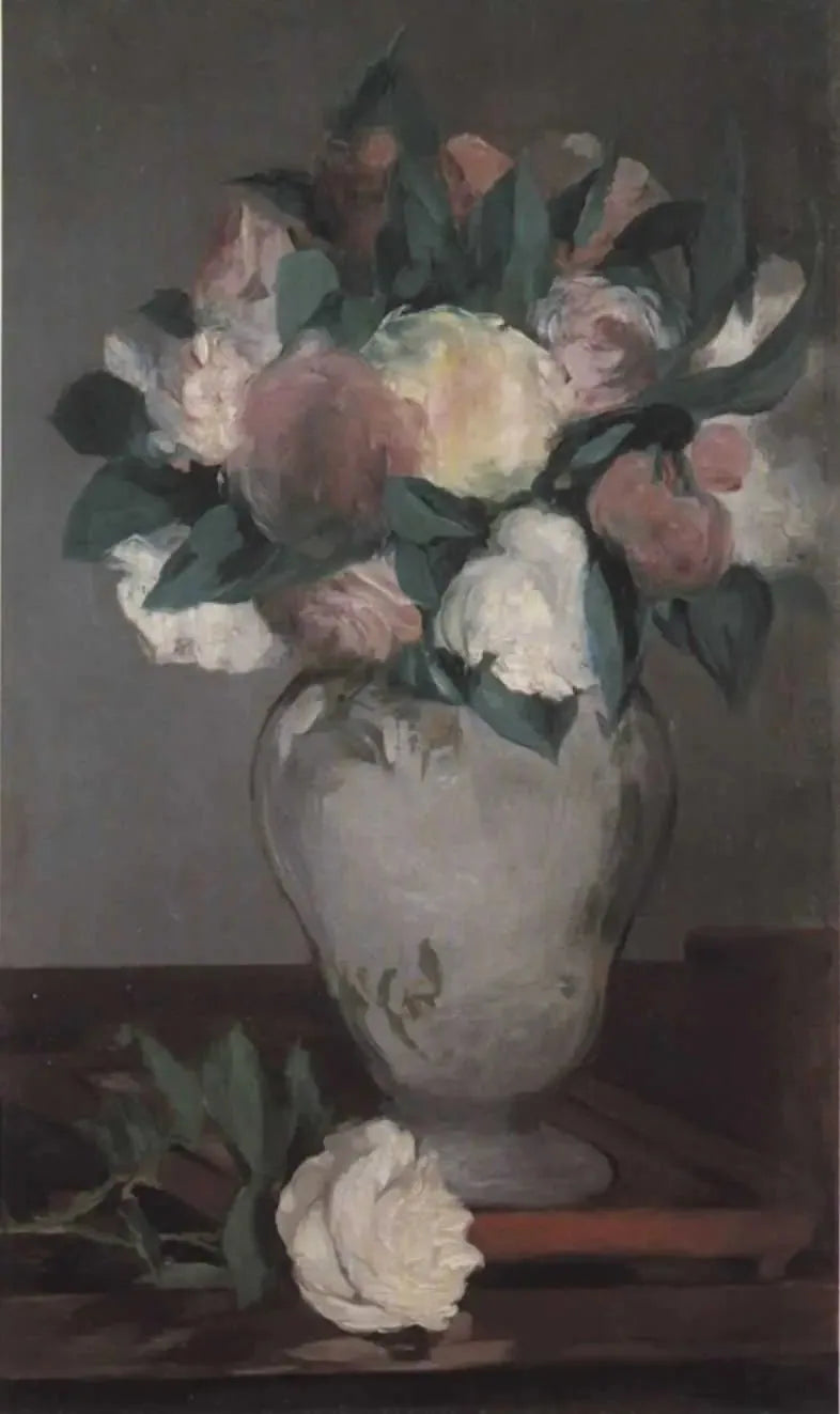 Vase med pæoner på en lakeret bakke - Édouard Manet
