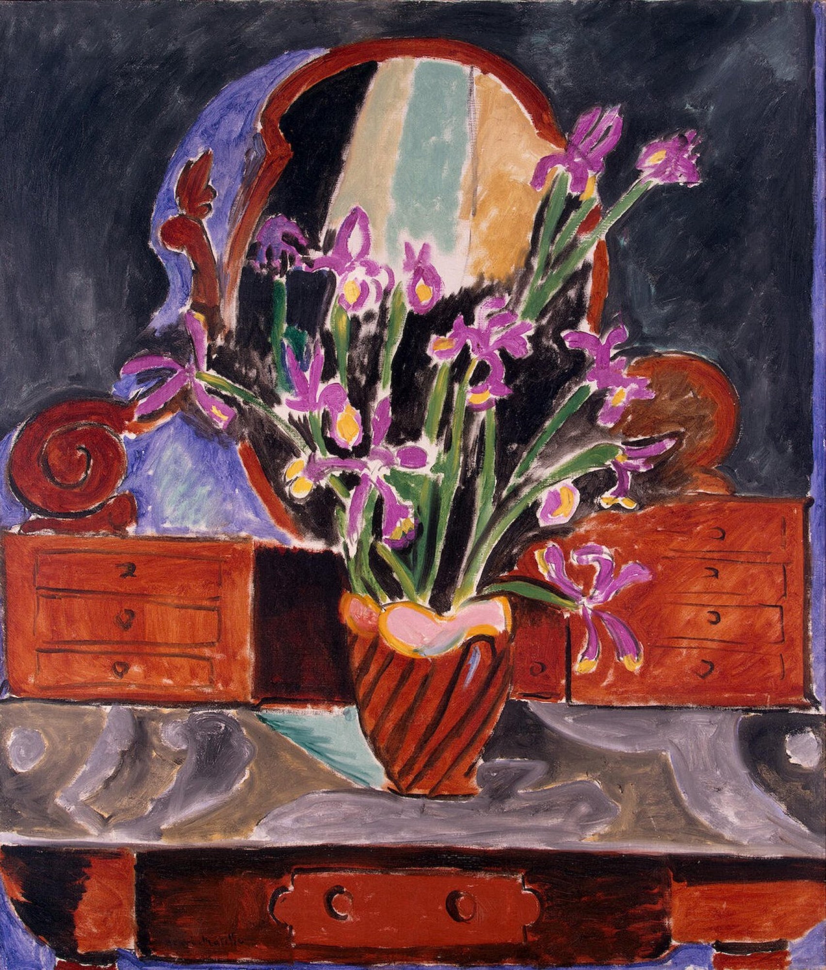 Reproduction du tableau « Vase d'iris - Henri Matisse » par Alpha Reproduction en peinture à l’huile