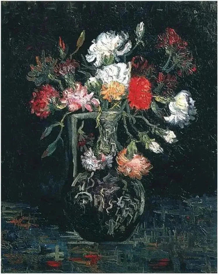 Vase med hvide og røde nelliker - Vincent van Gogh