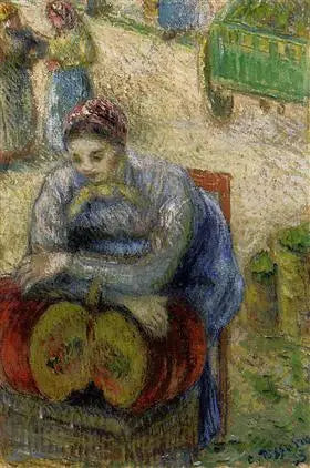 Græskarmand på markedet - Camille Pissarro
