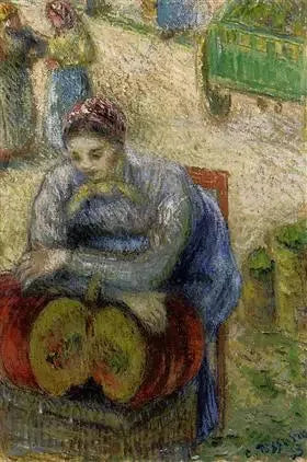 Græskarmand på markedet - Camille Pissarro