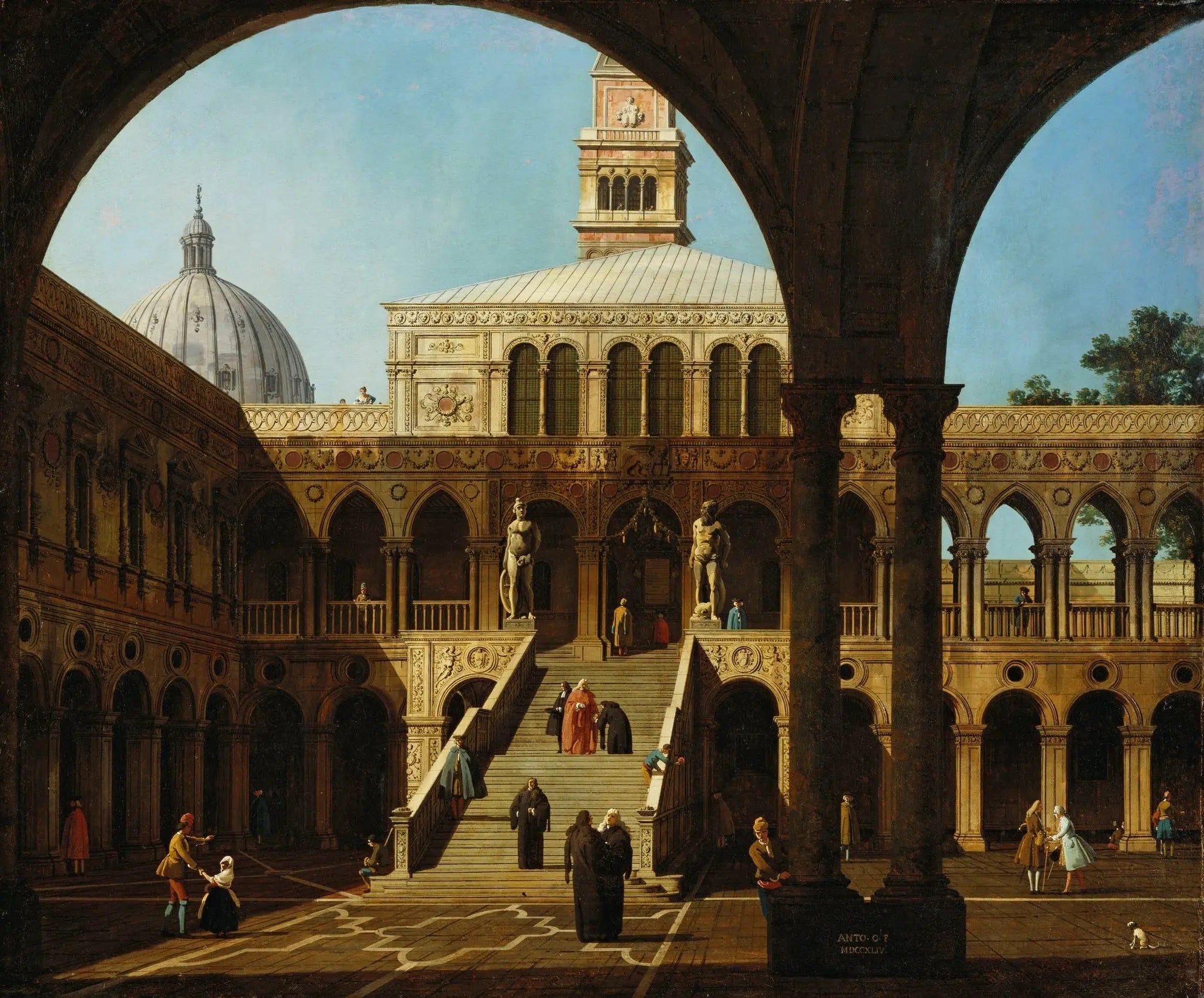 Venise: capriccio de la cour du palais du Doge avec la Scala dei Giganti - Canaletto - Alpha Reproduction