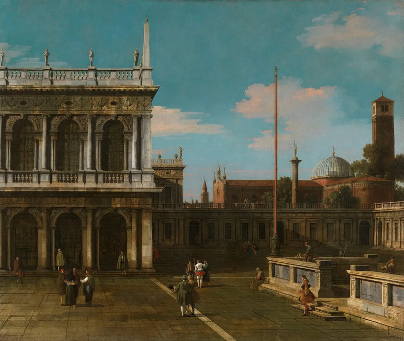 Venedig: Capriccio af Piazzetta med Libreria - Canaletto