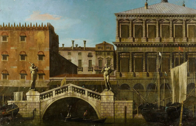 Venedig: Capriccio af Zecca og lofterne med Ponte della Pescaria - Canaletto