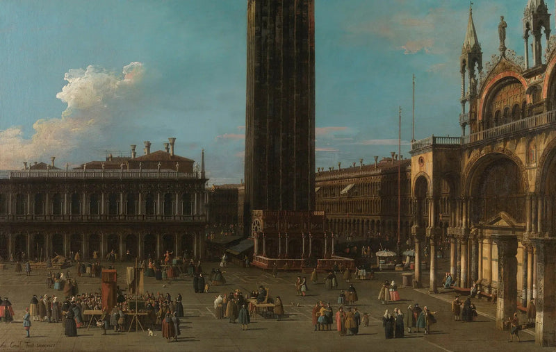 Venedig: Piazza della Piazzetta med campanile og San Marco-siden - Canaletto
