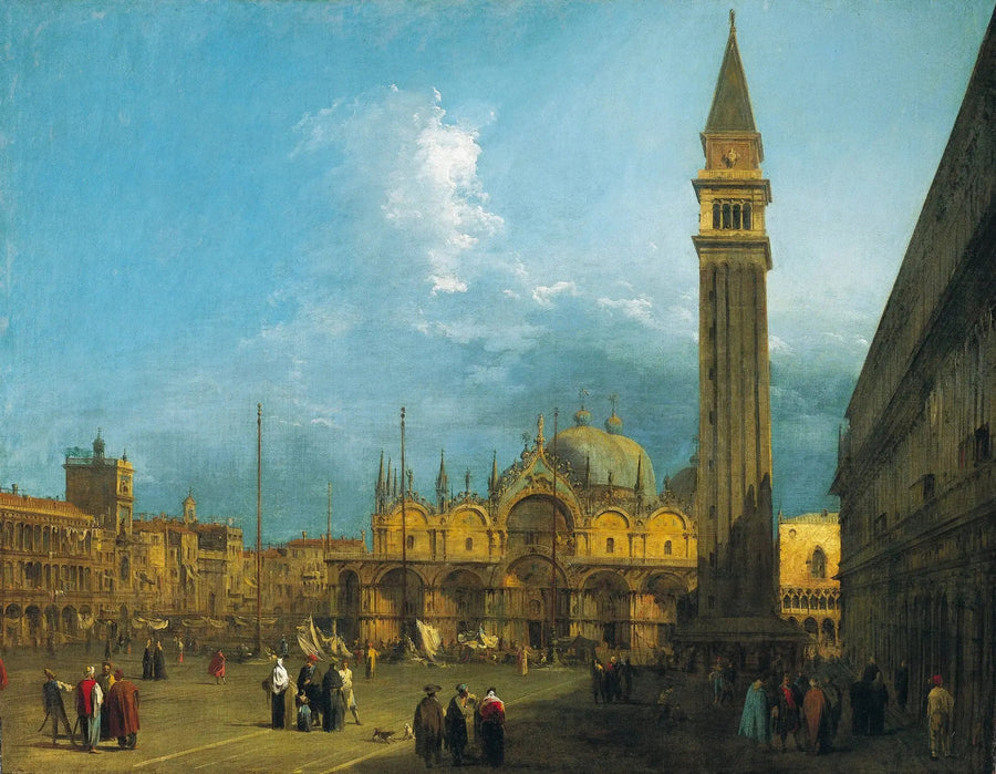 Venedig : Piazza San Marco med basilikaen og campanile - Canaletto