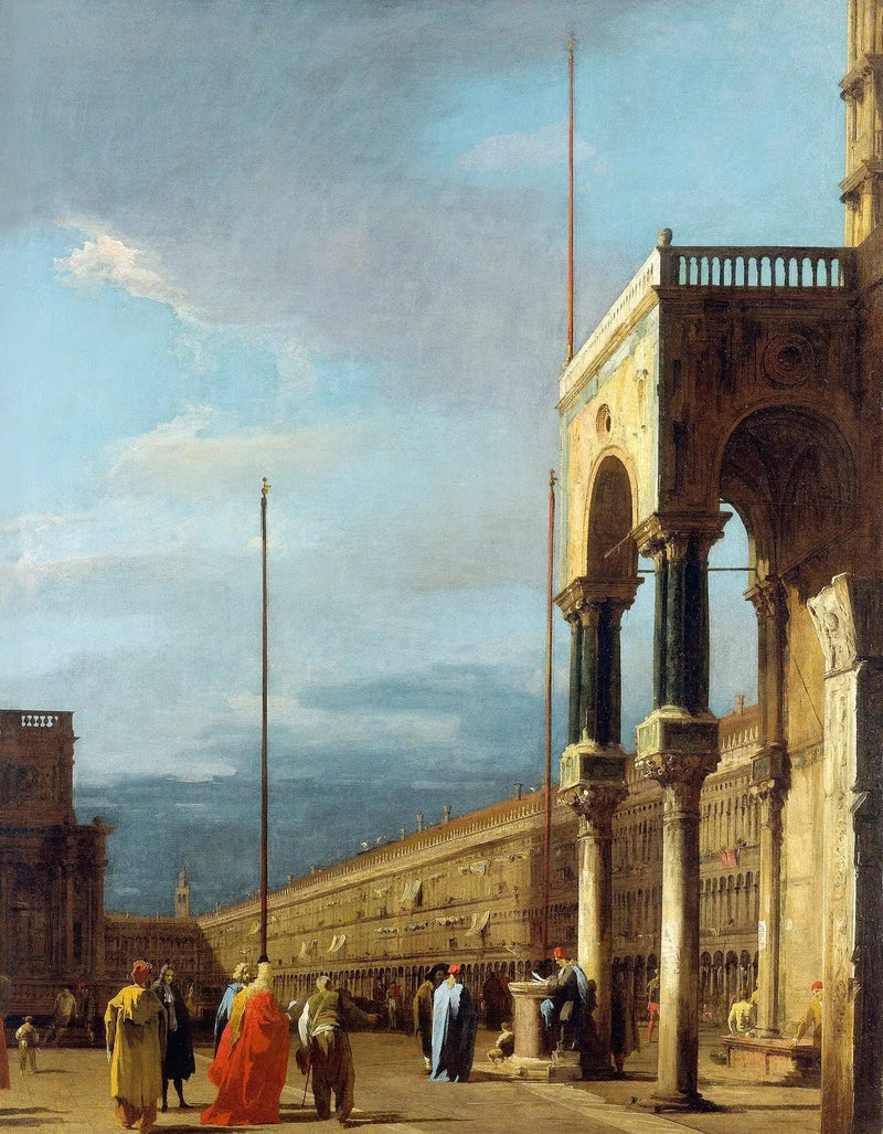 Venedig: Piazza San Marco fra et hjørne af basilikaen - Canaletto