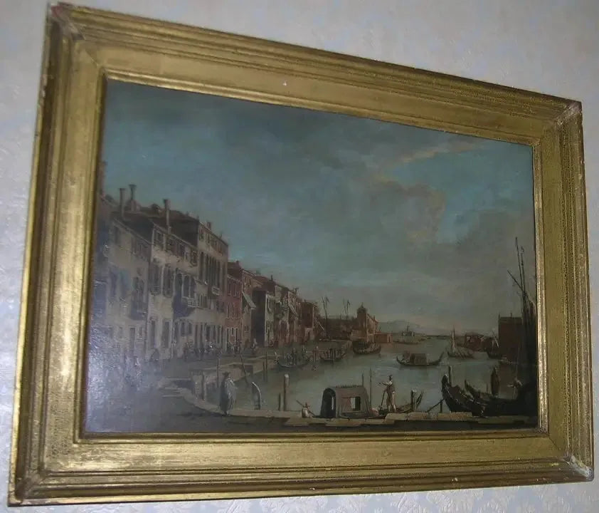 Venise : le canal de Santa Chiara vers la lagune - Canaletto image 1 reproduction de peinture à l’huile