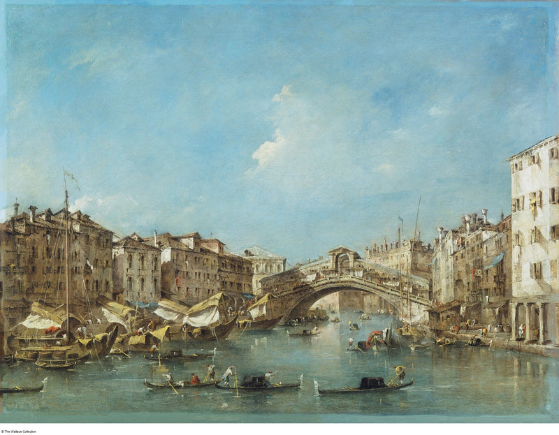 Venedig: Den store kanal med Riva del Vin og Rialto-broen - Francesco Guardi