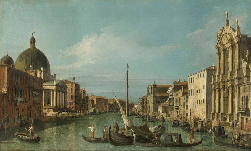 Venedig: Canal Grande med Scalzi og San Simeone Piccolo - Canaletto