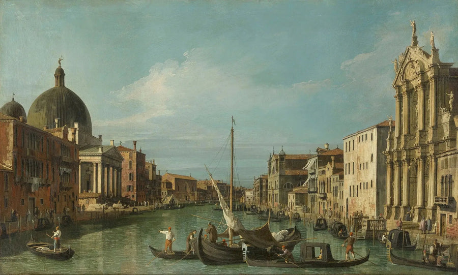 Venedig: Canal Grande med Scalzi og San Simeone Piccolo - Canaletto