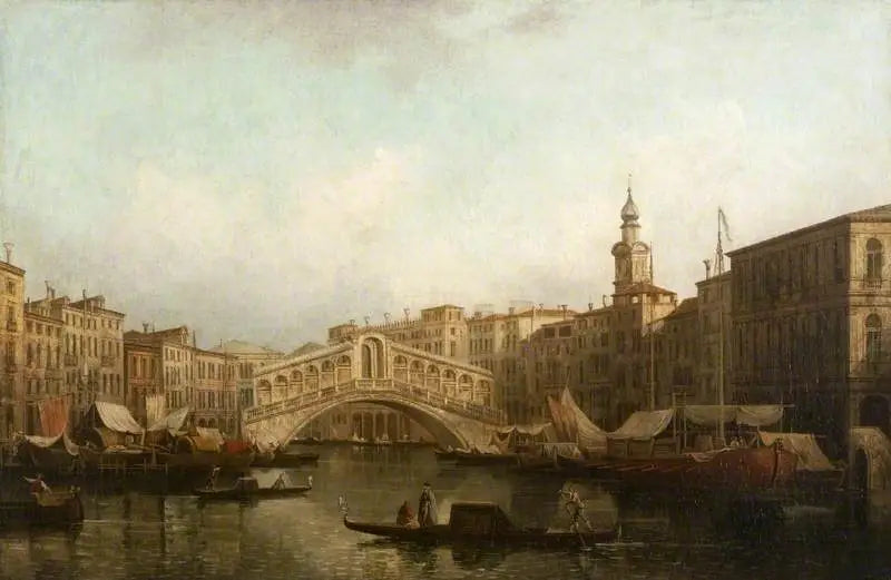 Venedig : Den store kanal, med Rialto-broen set fra syd - Canaletto