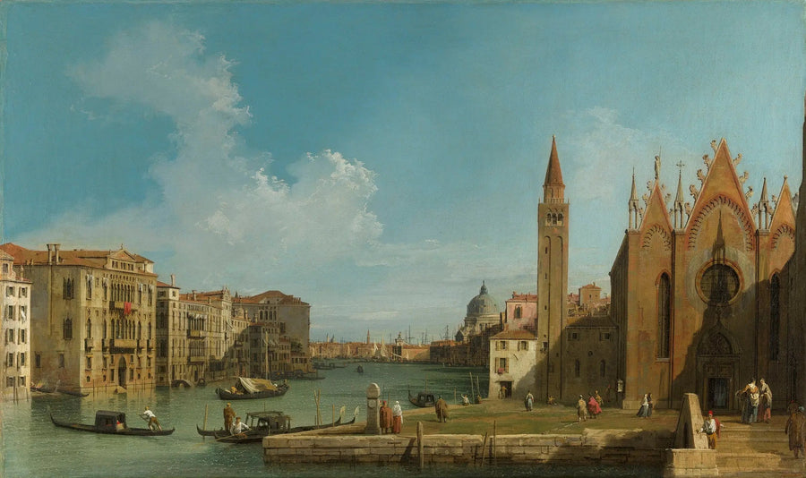 Venedig: Den store kanal Santa Maria della Carità ved San Marco-bassinet - Canaletto