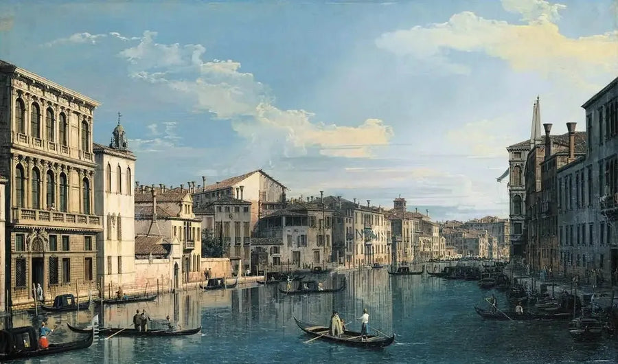 Venedig: Den store kanal fra Flangini-paladset mod San Marcuola-kirken - Canaletto