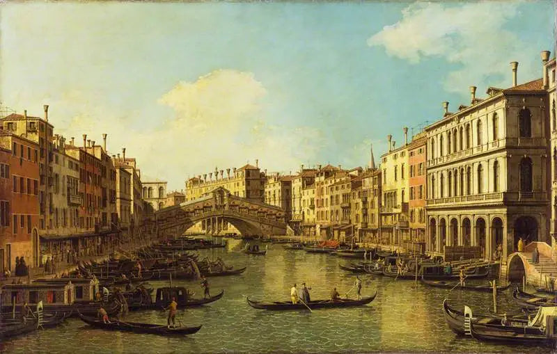 Venedig: Den store kanal i Dolfin-Manin-paladset mod Rialto-broen - Canaletto