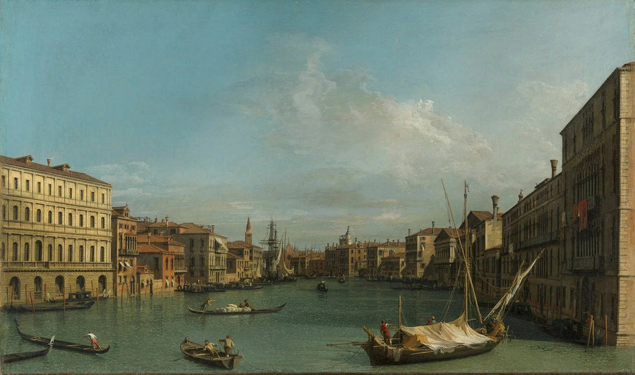 Venedig: Den store kanal i palæ Foscari mod Carità - Canaletto